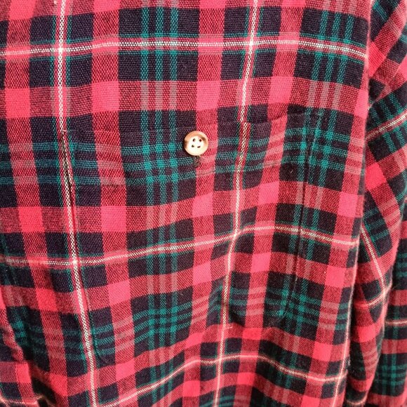 Vintage Mens Flannel Shirt XLT XL TALL 70's RED/GREEN ACRYLIC PLAID RELIC LOGGER - Picture 3 of 11